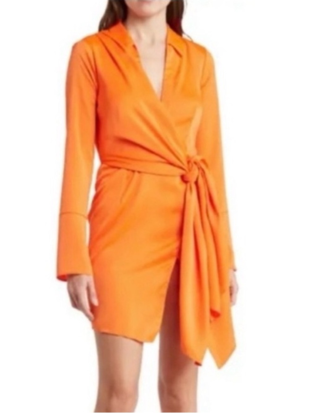 HOUSE OF HARLOW tangerine  Long-Sleeve Wrap Mini Dress! NWT! M